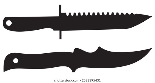 Knife Silhouette Set icon, Hunting Knife