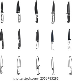 
knife silhouette set vector design