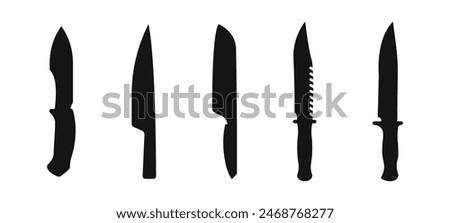 knife silhouettes. Knife vector icons. Knife icon set