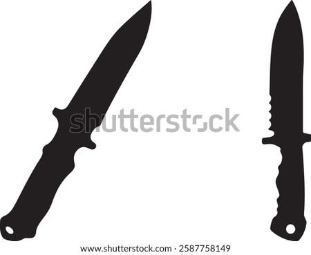 Knife Silhouettes Vector Illustration Isolated on White Background