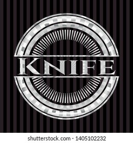 Knife silvery badge. Vector Illustration. Mosaic.