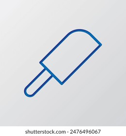 Knife simple icon. Flat design. Paper cut design. Cutted blue symbol with shadow. Gray background.ai