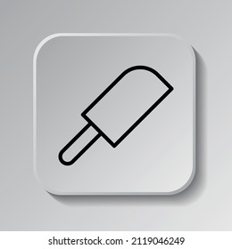 Knife simple icon. Flat desing. Black icon on square button with shadow. Grey background.ai