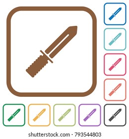 Knife simple icons in color rounded square frames on white background