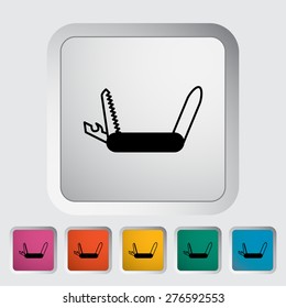 Knife. Single flat icon on the button. Vector illustration.