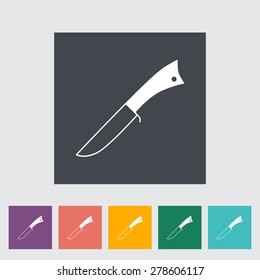 Knife. Single flat icon on the button. Vector illustration.