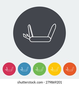 Knife. Single flat icon on the circle. Vector illustration.