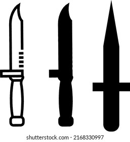Knife sizeable vector both filled and black outline