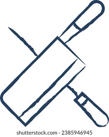 knife and skewer hand drawn vector illustration