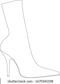 Knife Sock Boot Fashion Flat Drawing - Shutterstock ID 1670345338