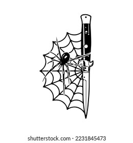 knife and spider vector illustration