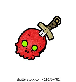 knife in spooky skull cartoon
