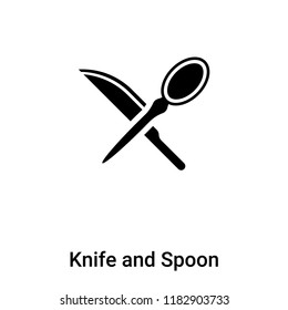 Knife and Spoon Crossed icon vector isolated on white background, logo concept of Knife and Spoon Crossed sign on transparent background, filled black symbol