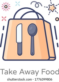 Knife and spoon design of shopping bag, takeaway food 