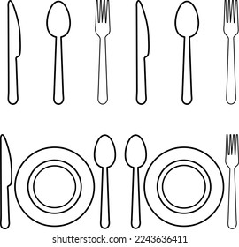 Knife spoon and fork icon illustration on white background