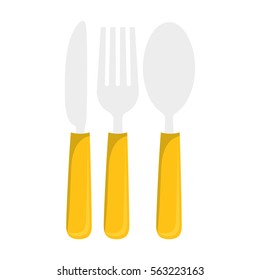 knife, spoon and fork over white background. colorful design. vector illustration