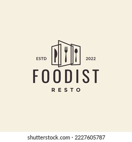 knife spoon fork restaurant door hipster logo design