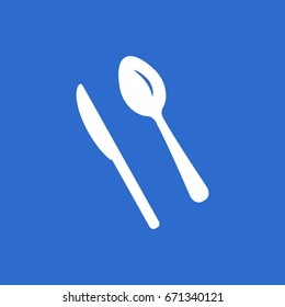 Knife and spoon icon, isolated. Flat  design. 