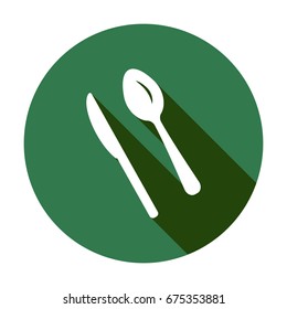 Knife and spoon icon, isolated. Flat  design. 