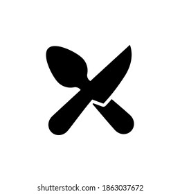 Símbolo de icono de Cuchilla y Cuchara vector sobre fondo blanco