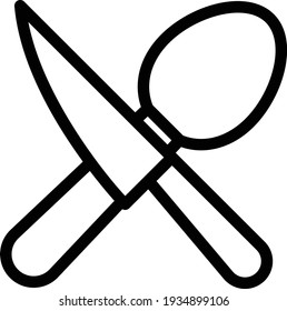 knife spoon vector thin line icon