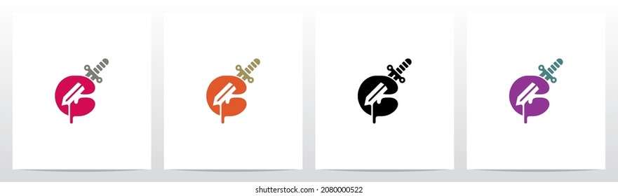 Knife Stab Letter Logo Design C