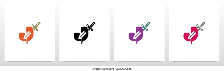 Knife Stab Letter Logo Design J