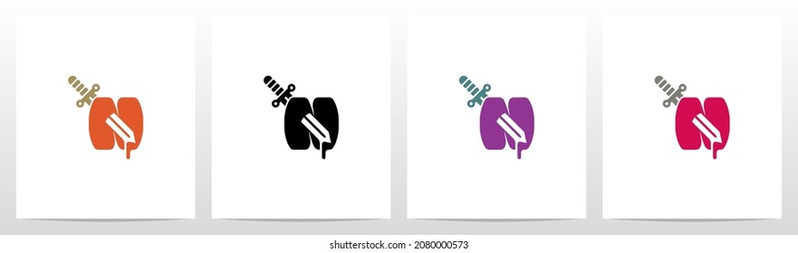 Knife Stab Letter Logo Design N