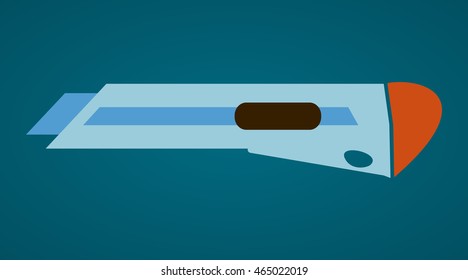 Knife stationery. Schools supplies from student's backpack. Vector flat illustration.