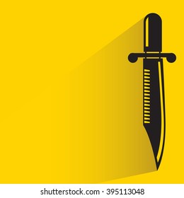 knife, sword on yellow background