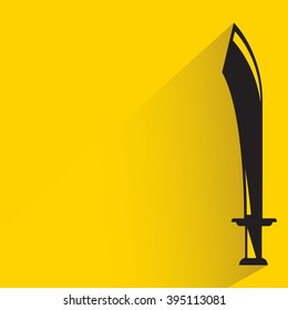 knife, sword on yellow background