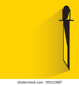 knife, sword on yellow background