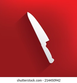 Knife symbol on red background,clean vector
