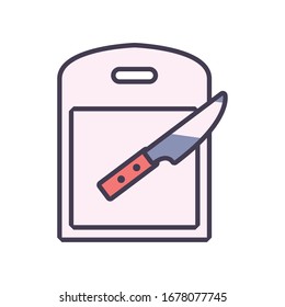 knife and table line and fill style icon design, kitchen cook eat food restaurant home menu dinner lunch cooking and meal theme Vector illustration