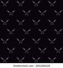 Knife tattoo pattern with one color and black background fashion design