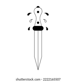 Knife tattoo in y2k, 1990s, 2000s style. Emo goth element design. Old school tattoo. Vector illustration