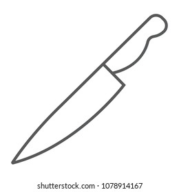 Knife thin line icon, kitchen and cooking, cook tool sign vector graphics, a linear pattern on a white background, eps 10.