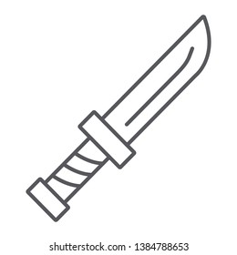 Knife thin line icon, sharp and cut, tool sign, vector graphics, a linear pattern on a white background, eps 10.