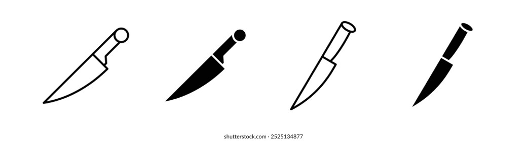 Colección de icono de Vector de línea delgada de cuchillo