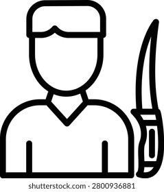 Knife Thrower Line Icon and Vector