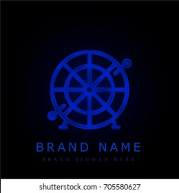Knife Throwing blue chromium metallic logo