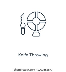 Knife Throwing concept line icon. Linear Knife Throwing concept outline symbol design. This simple element illustration can be used for web and mobile UI/UX.