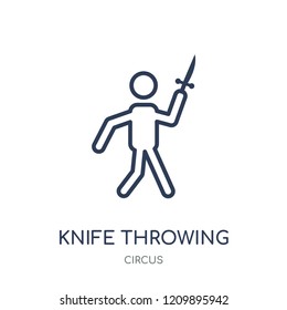 Knife Throwing icon. Knife Throwing linear symbol design from Circus collection. Simple outline element vector illustration on white background.
