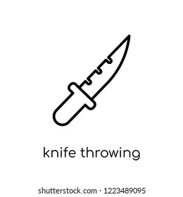knife throwing icon. Trendy modern flat linear vector knife throwing icon on white background from thin line Circus collection, outline vector illustration