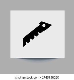 Icono de Herramienta Cuchilla. Icono de Cuchillo de estilo plano aislado en fondo gris. Para tu diseño, logotipo. Ilustración vectorial. Icono de signo negro de cuchillo. Ilustración vectorial eps 10