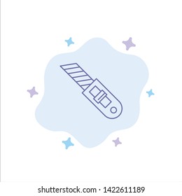 Knife, Tool, Repair, Cutter Blue Icon on Abstract Cloud Background