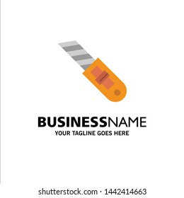 Knife, Tool, Repair, Cutter Business Logo Template. Flat Color