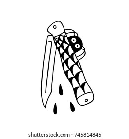 knife traditional tattoo flash