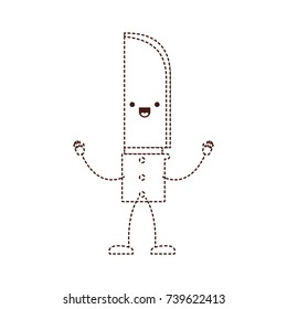 knife utensil cartoon dotted silhouette brown vector illustration