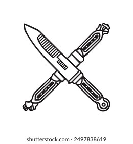 Knife vector art outline illustration.